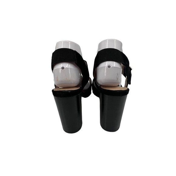 Adrienne Vittadini Black Galeith Bog Buckle Stacked Heel Sandals Size 10 Women’s - Picture 10 of 10